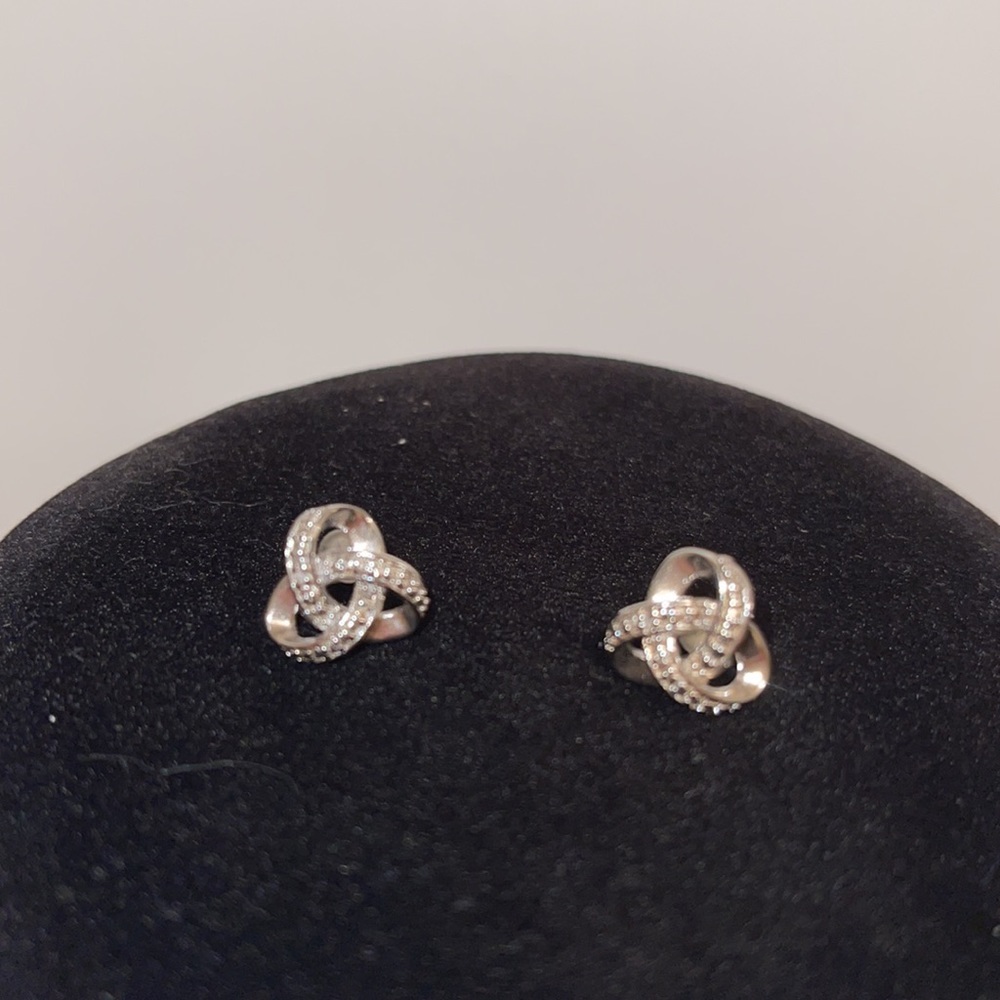 NWOT Diamond Love Knot Set,SS .02twt Diamond Pendant,SS .02twt Diamond Earrings - Picture 6 of 15